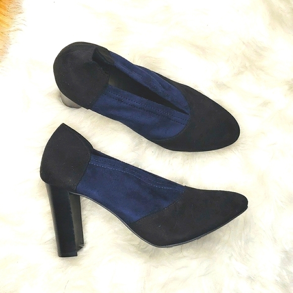 IMPO Trea V-Cut Colorblock Pumps Navy Black 7M - Picture 4 of 8